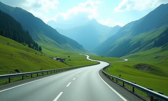 View of a well-maintained road in the Austrian Alps, emphasizing safety.